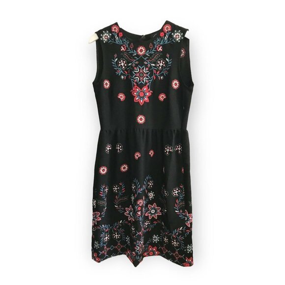 Zara Sleeveless Black Shift Dress with Embroideries,   size M - Picture 10 of 15